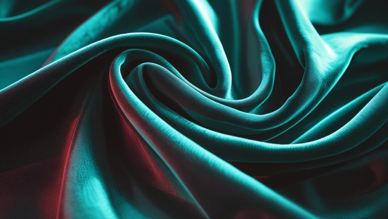 Tissu satin turquoise ondulé