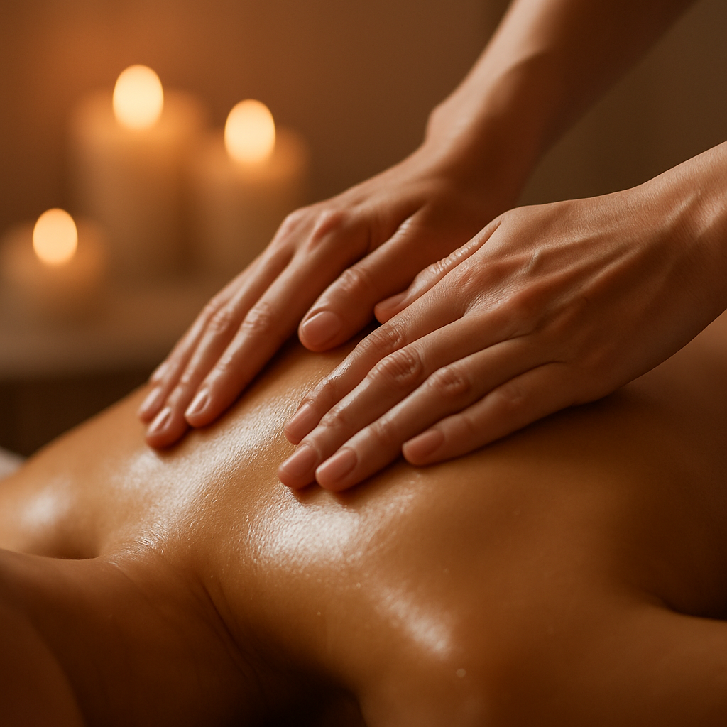 Séance de massage relaxant en lumière tamisée
